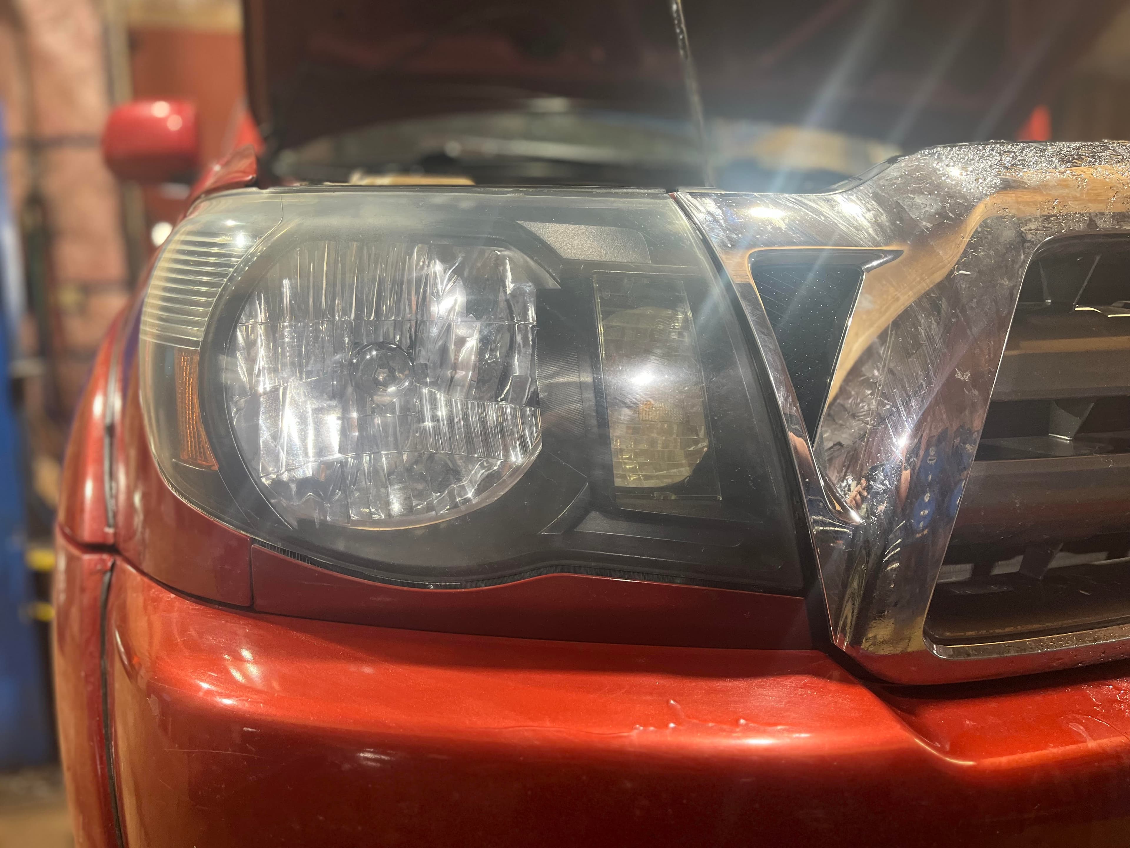 Headlight lens restored for clear nighttime visibility